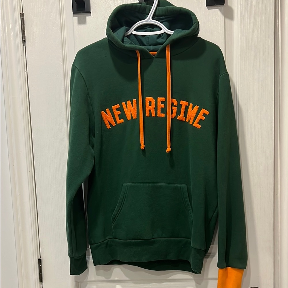 Atelier New Regime Green Hoodie with Orange Accents
